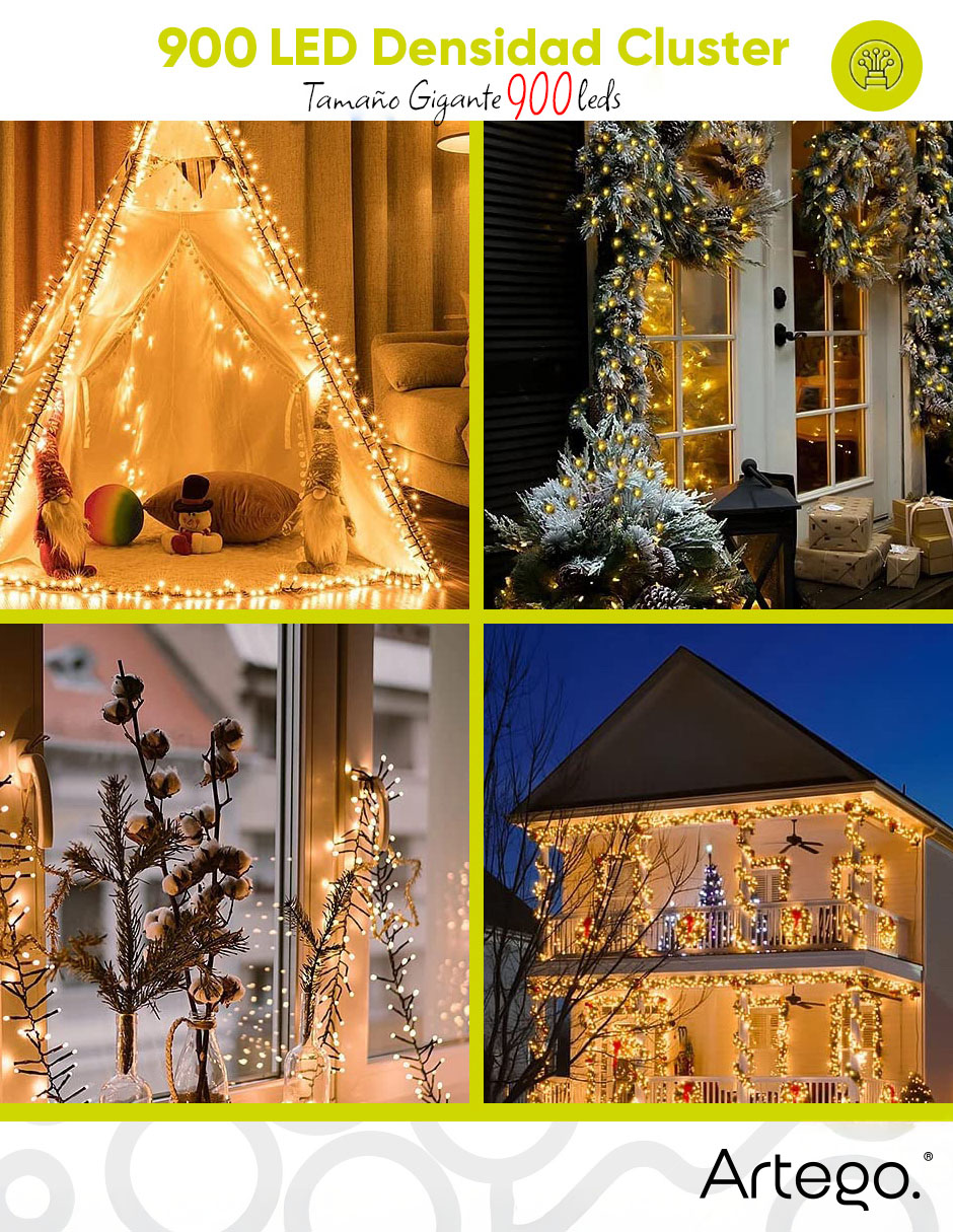 Set de luces led navidad jumbo size cluster cluster con 900 focos 6