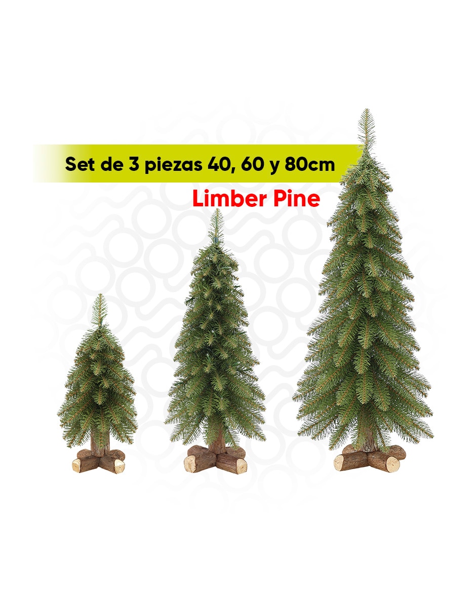 Árbol de navidad limber pine set de 3 piezas estilo natural de pvc Árbol de navidad limber pine set de 3 piezas estilo natural de pvc