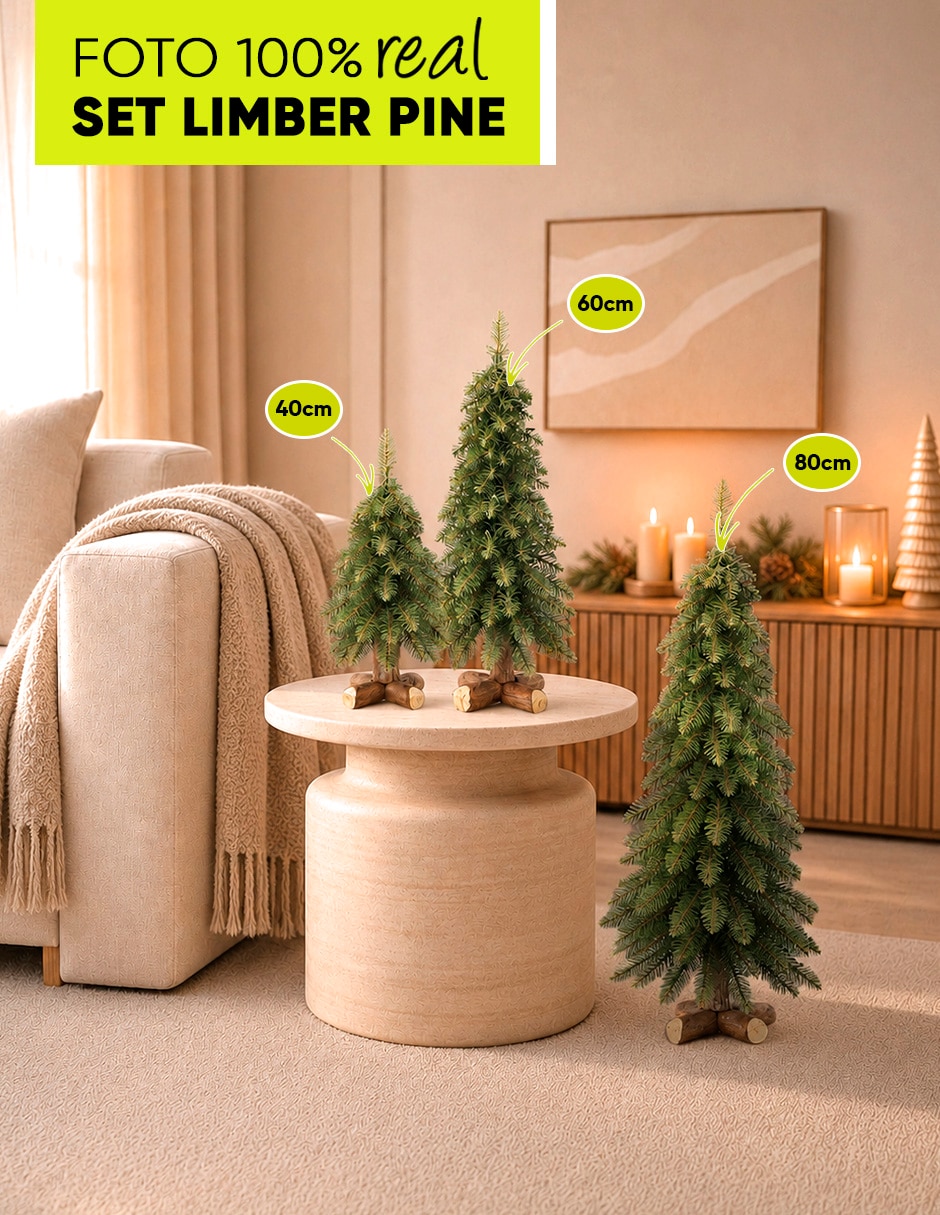 Árbol de navidad limber pine set de 3 piezas estilo natural de pvc 3