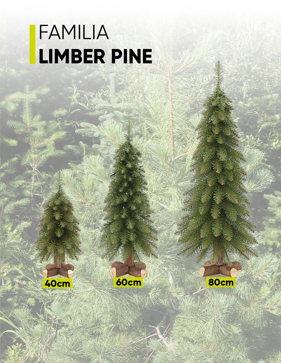 Árbol de navidad limber pine set de 3 piezas estilo natural de pvc 6
