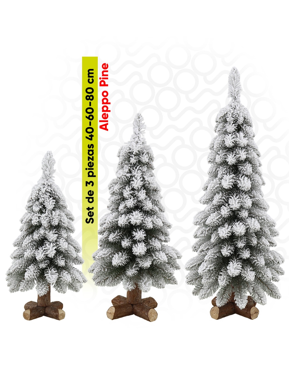 Árbol de navidad nevado set de 3 piezas aleppo de pvc Árbol de navidad nevado set de 3 piezas aleppo de pvc