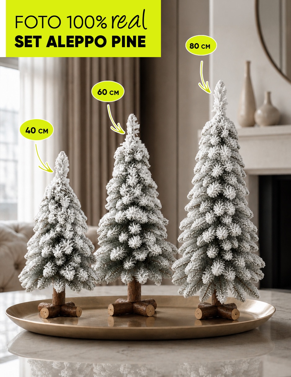 Árbol de navidad nevado set de 3 piezas aleppo de pvc 5