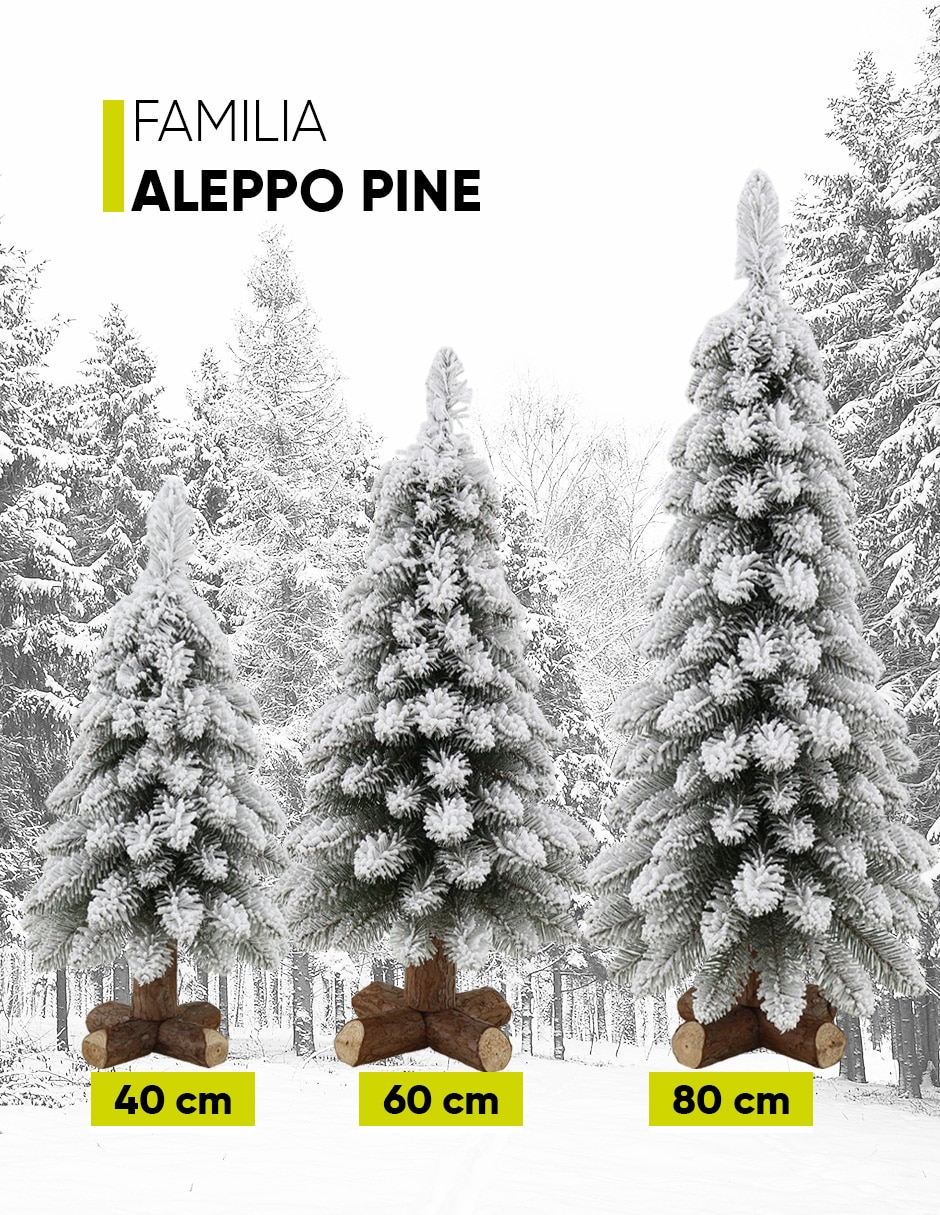 Árbol de navidad nevado set de 3 piezas aleppo de pvc 2