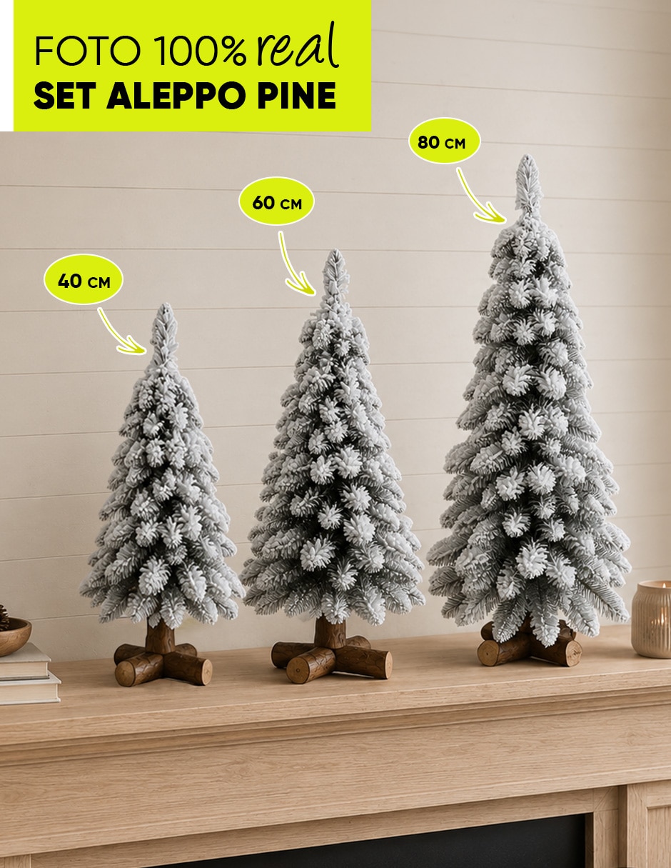 Árbol de navidad nevado set de 3 piezas aleppo de pvc 6