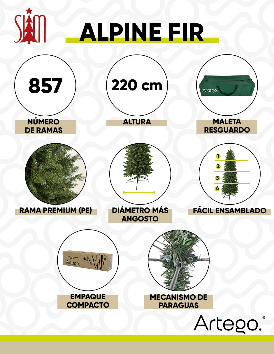 Árbol de navidad alpine fir con maleta de pvc 3