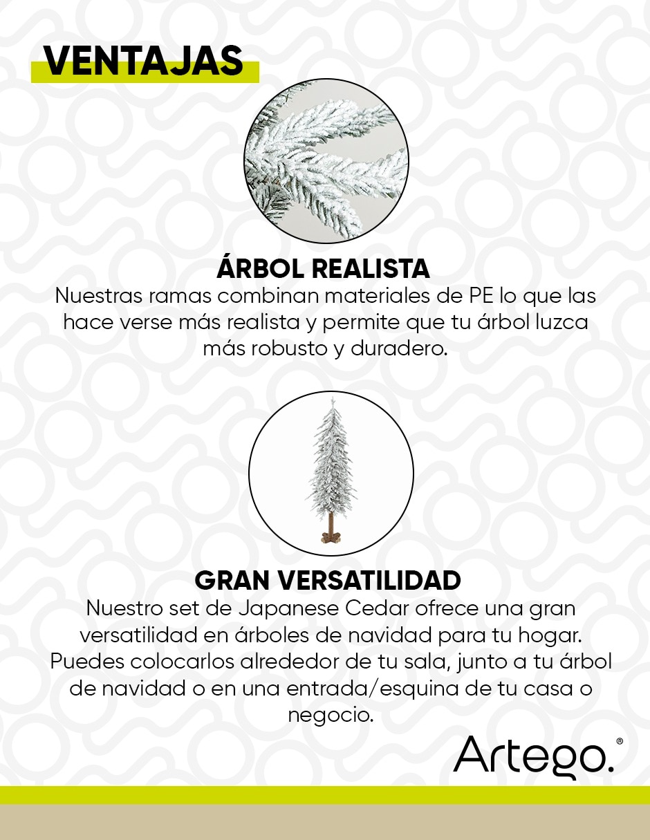 Árbol de navidad japanese cedar set de 2 piezas de pvc 2