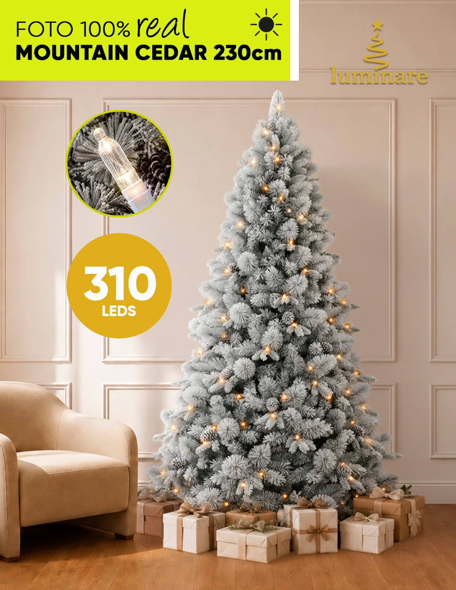 Árbol de navidad preiluminado mountain cedar premium de pvc continuo 6