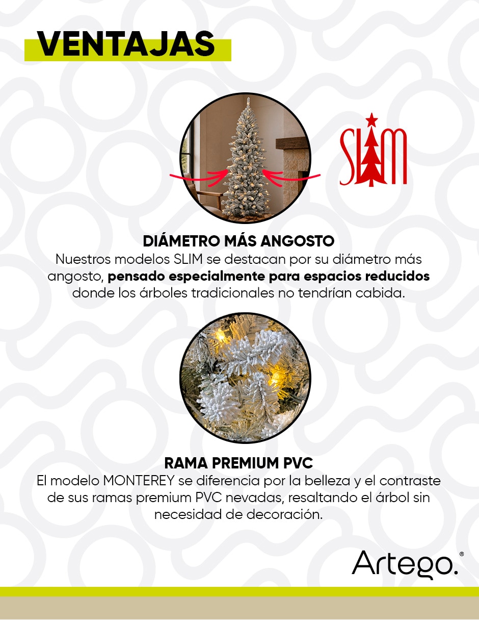 Árbol de navidad preiluminado monterey cypress de pvc con 220 luces 2