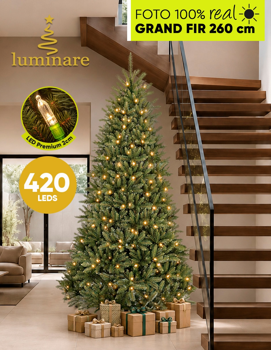 Árbol de navidad grand fir preiluminado 420 leds de pvc con 400 luces 8