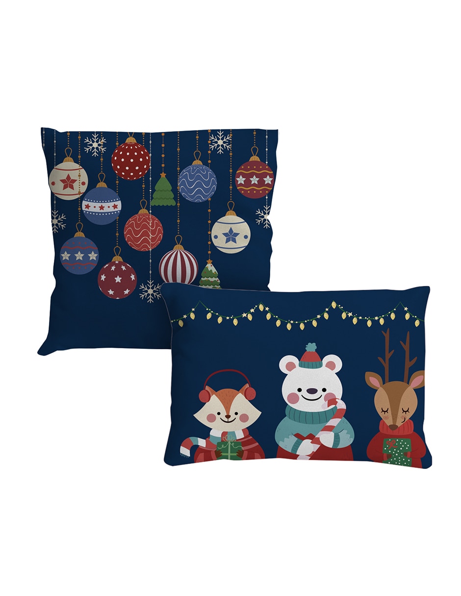 Kit cojín decorativo navideños animales y esferas navidad Kit cojín decorativo navideños animales y esferas navidad