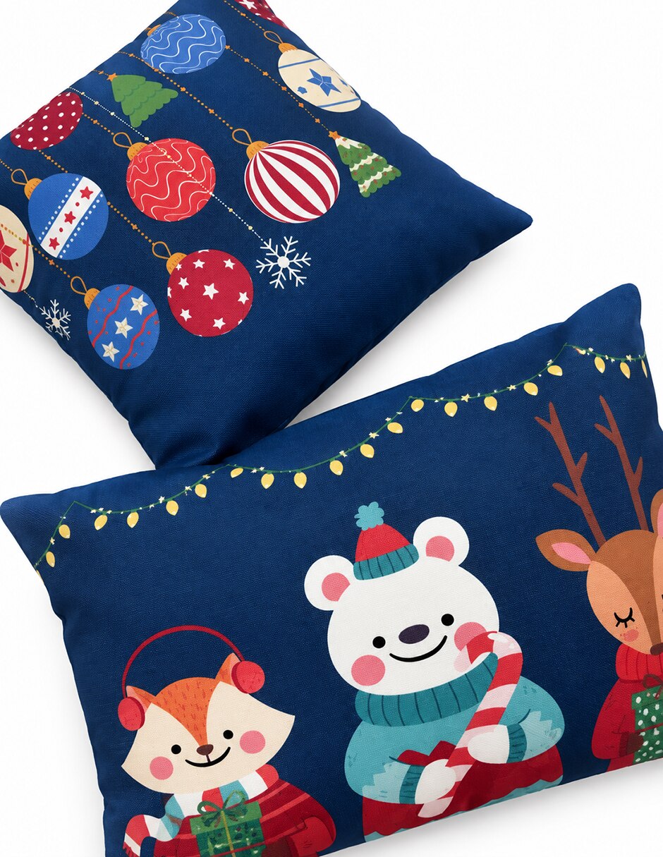 Kit cojín decorativo navideños animales y esferas navidad 2