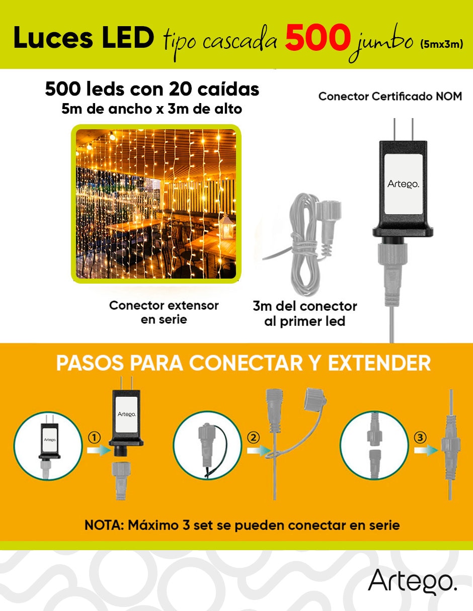 Serie led led luces de navidad jumbo cascada con 500 focos 5