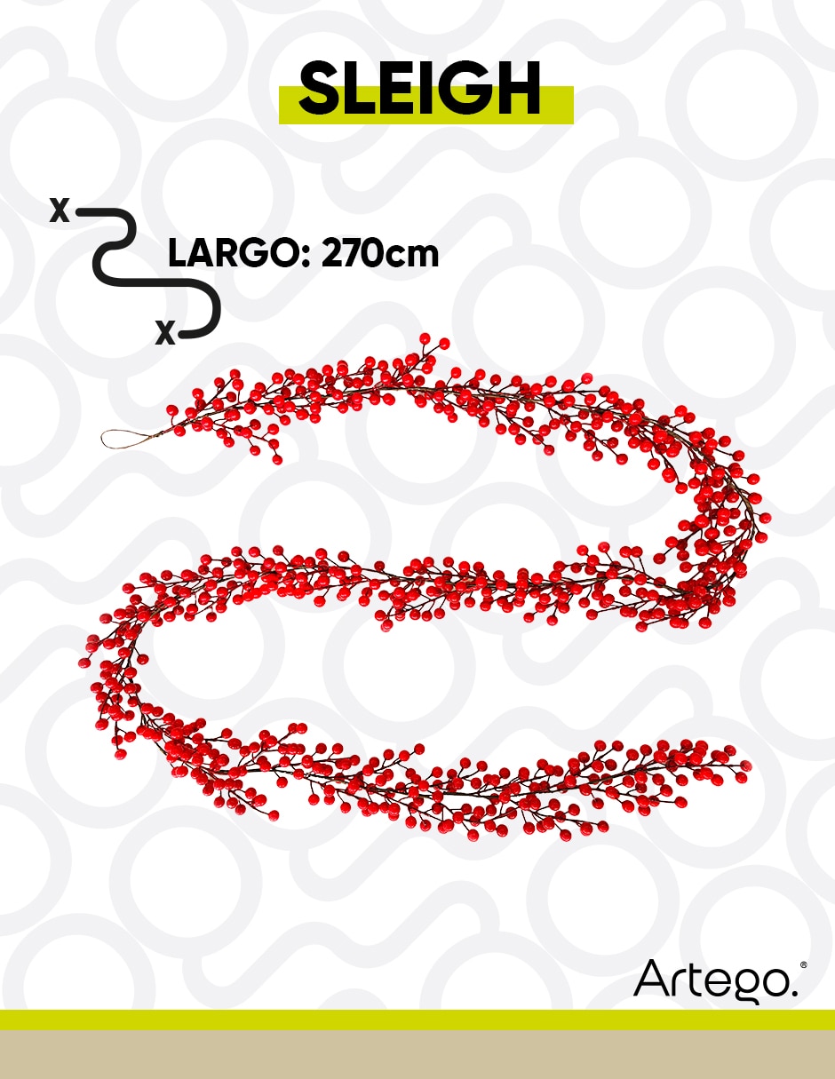 Guirnalda decoración con berries rojos para árbol de navidad y mesa christmas garland con berries 270cm 5