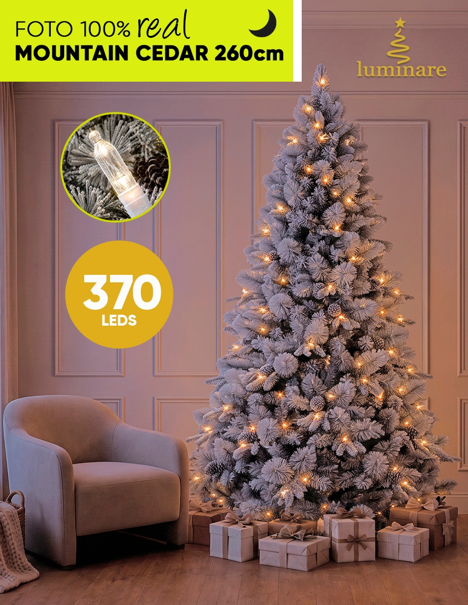 Árbol de navidad preiluminado *370 leds* mountain cedar premium de pvc continuo