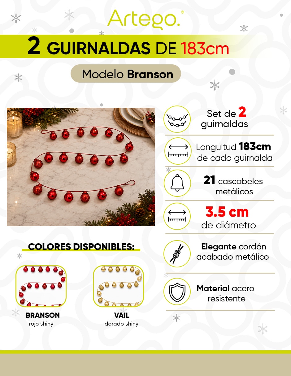 Guirnalda cascabel de navidad 183cm 7