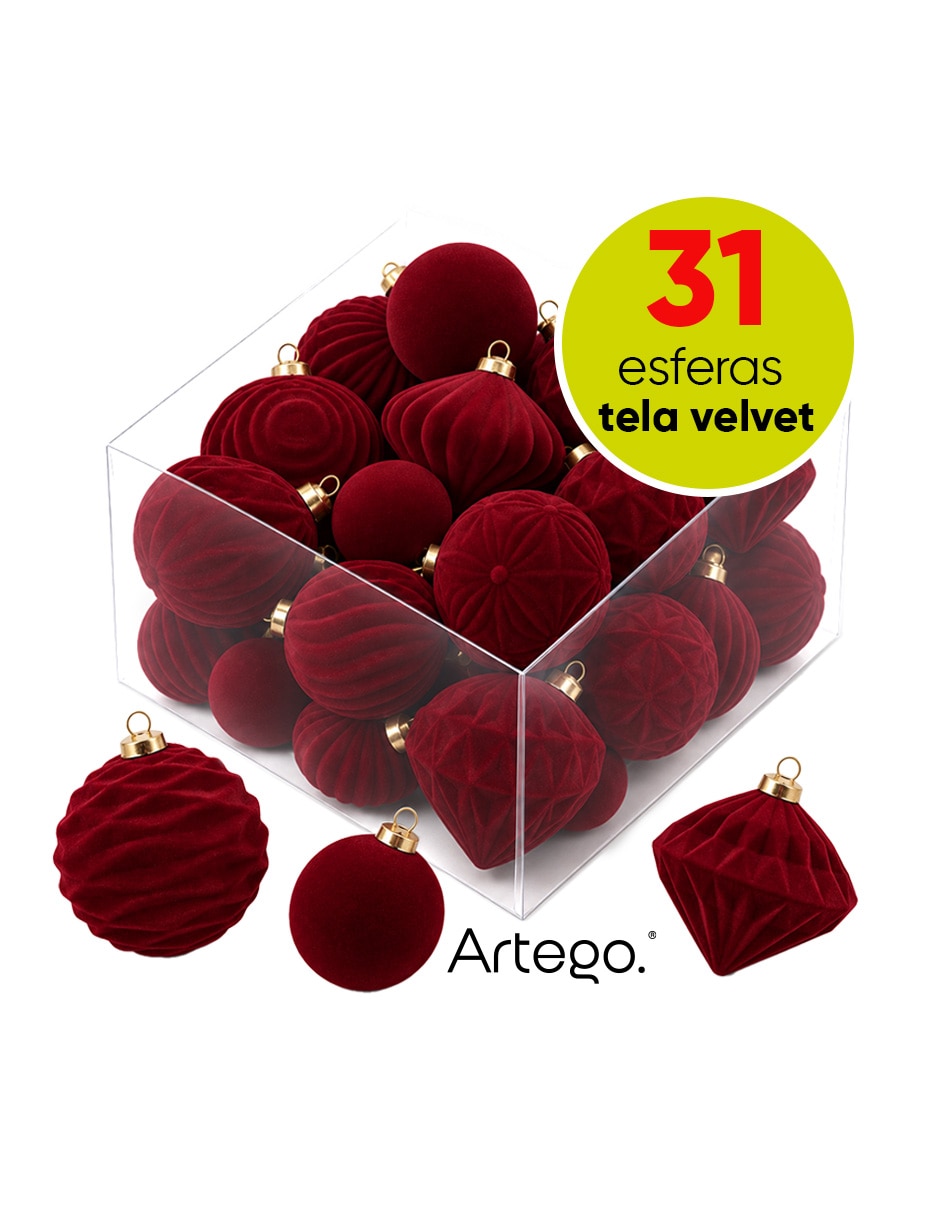 Set de esfera navideña velvet extra grandes con 6 piezas 1