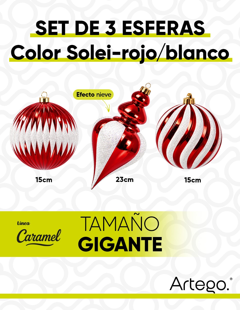 Set de esfera navideña solei caramel con 3 piezas 5