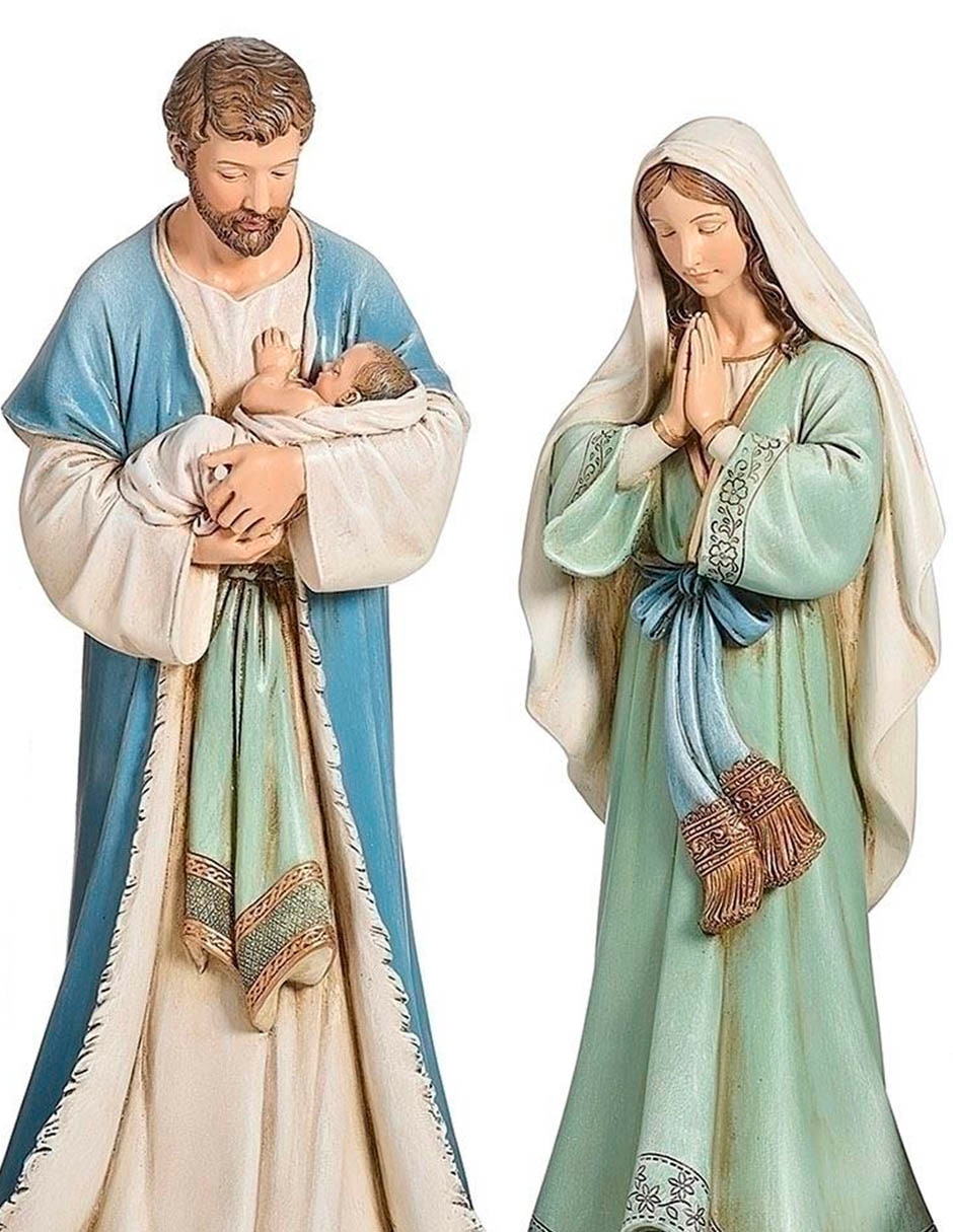 Nacimiento navideño sagrada familia con pastor y animales 5 piezas 2