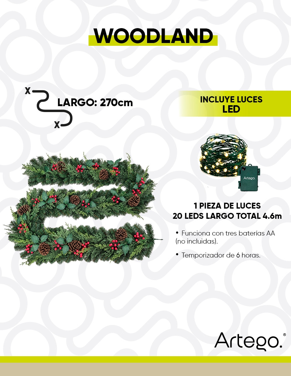 Guirnalda christmas garland con berries 270cm 6