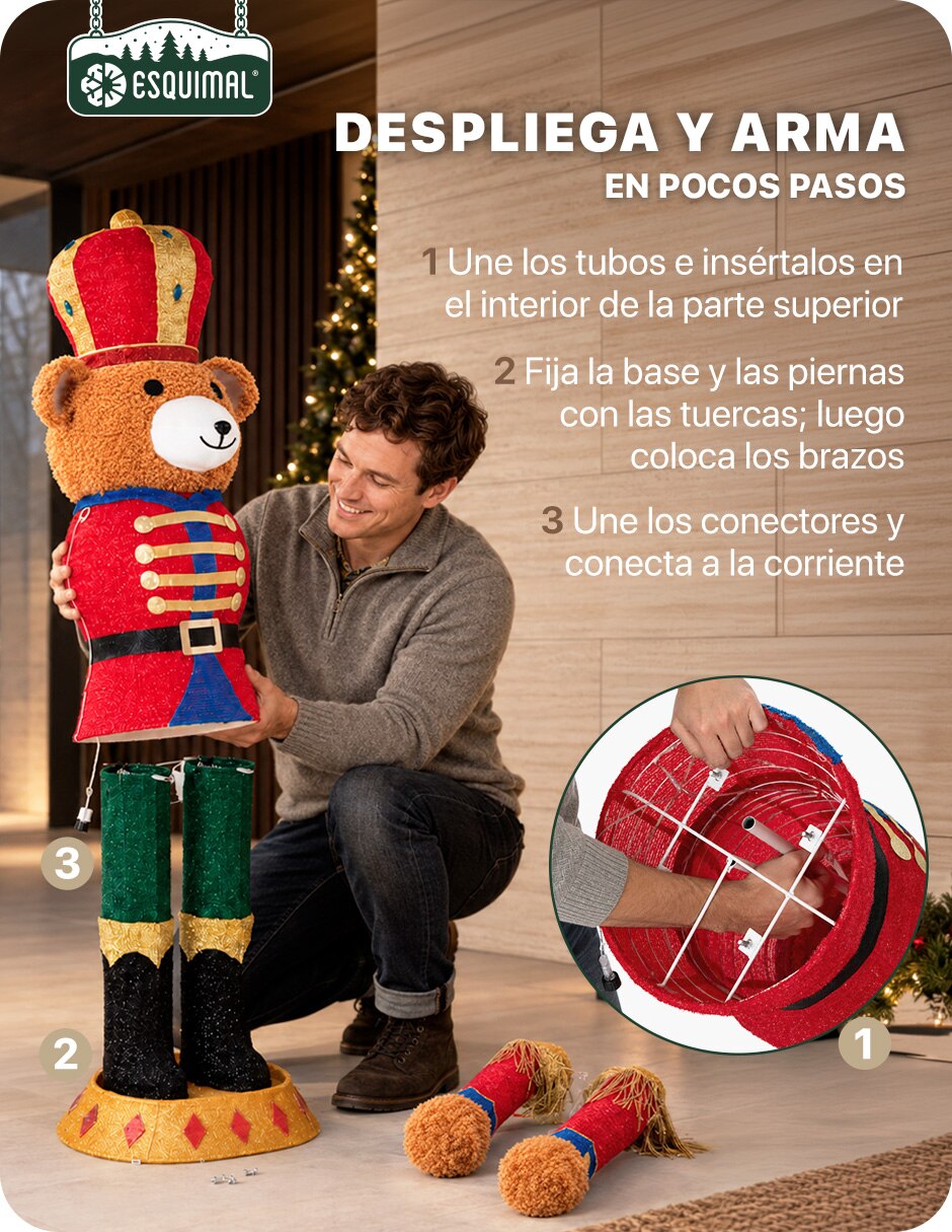 Figura decorativa de Oso Navidad para el Hogar con textura suave de Poliéster 4