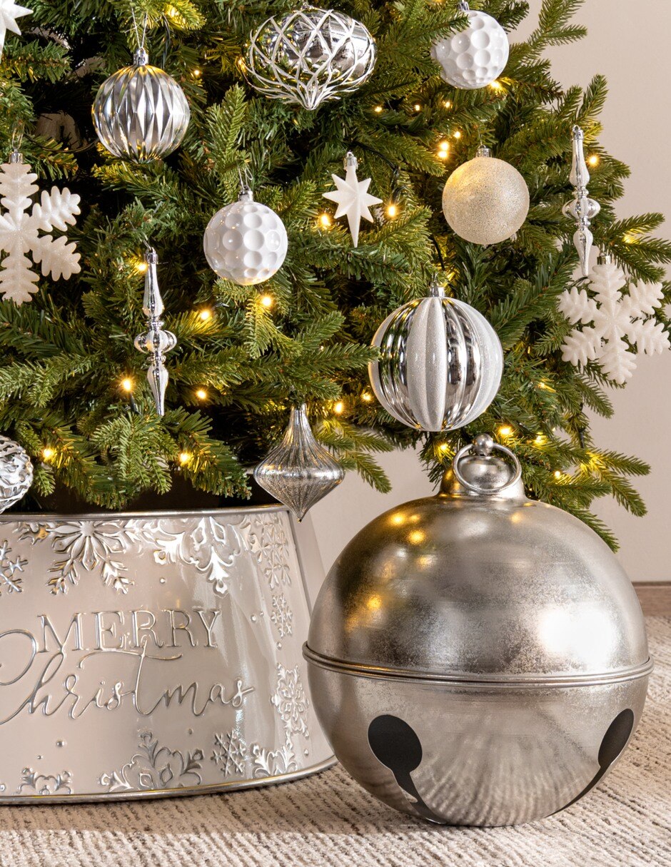 Figura decorativa de esfera navidad brillo de acero 2