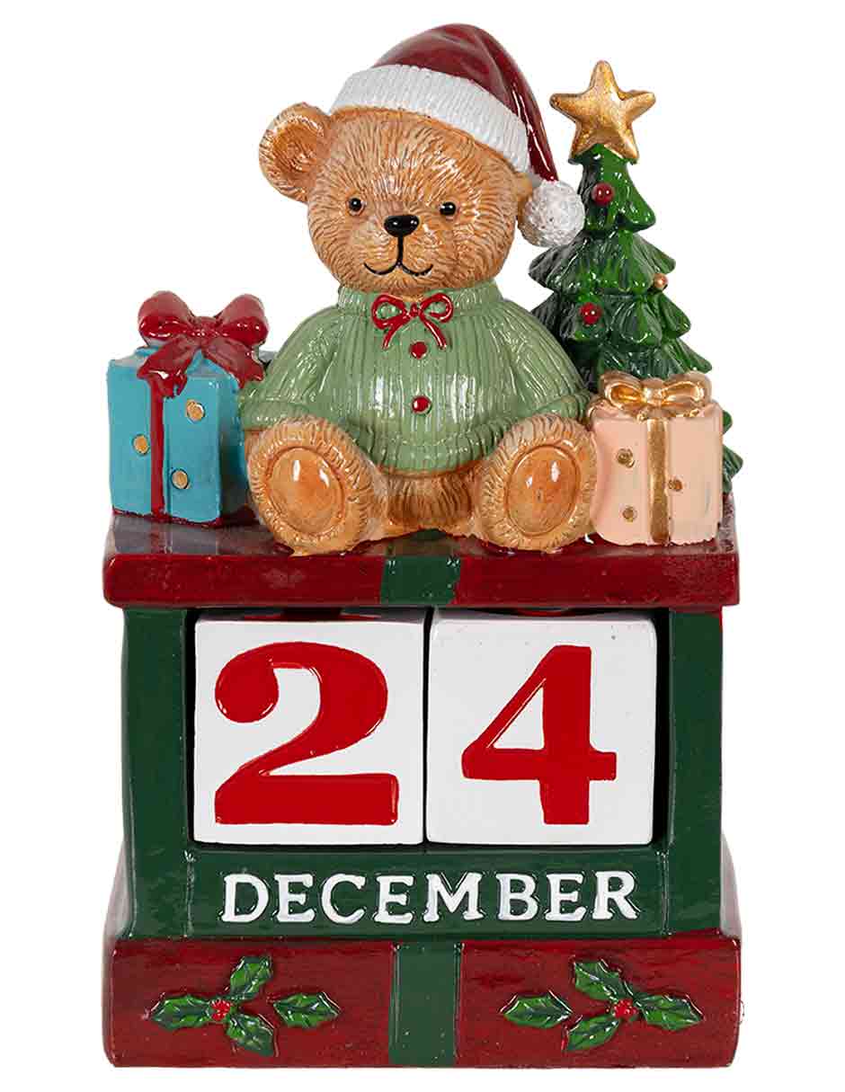 Figura decorativa de oso navidad calendario de resina 3