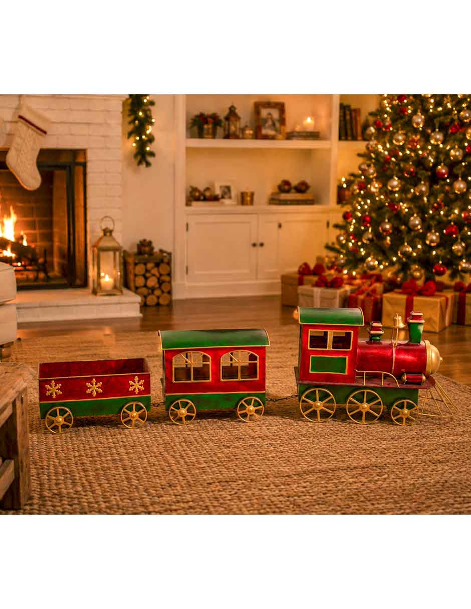 Figura decorativa de Tren Navidad de Metal 3