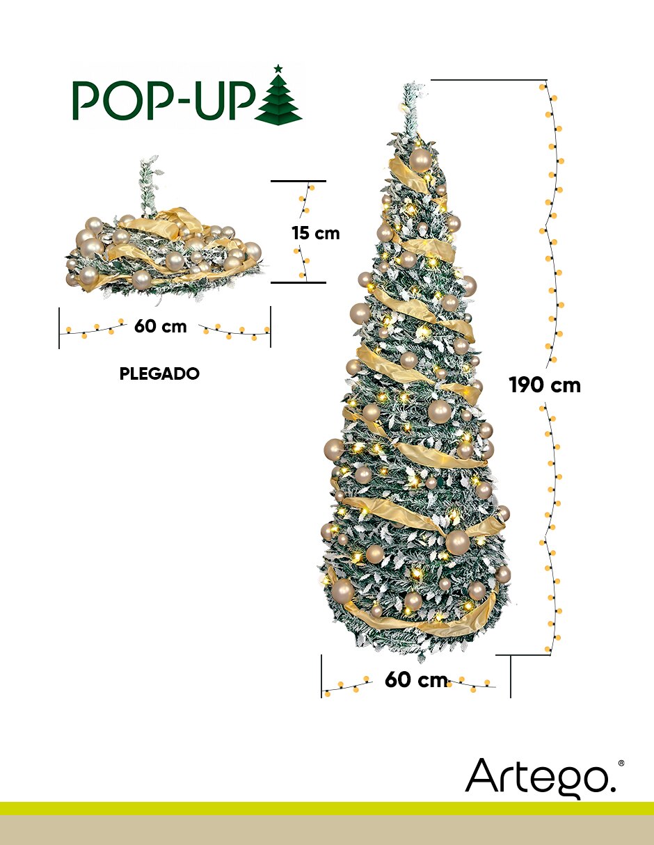 Árbol de navidad Royal Pop-Up Tree Luces LED Christmas tree de PVC con 180 luces 8
