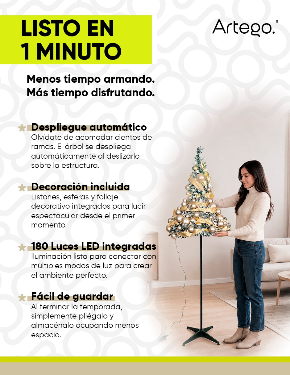 Árbol de navidad Royal Pop-Up Tree Luces LED Christmas tree de PVC con 180 luces 3