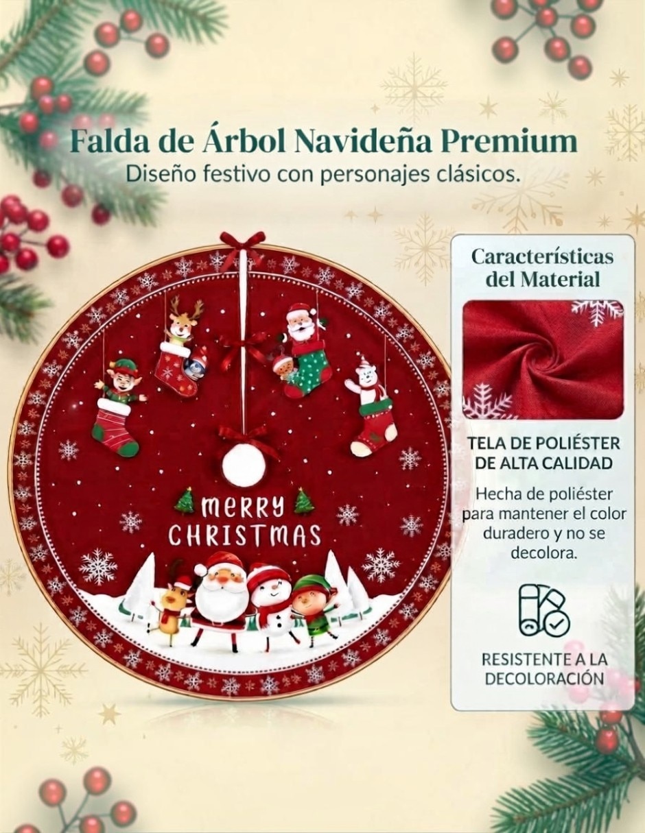 Pie de árbol Pie de Árbol de Navidad estampado Navideño 3