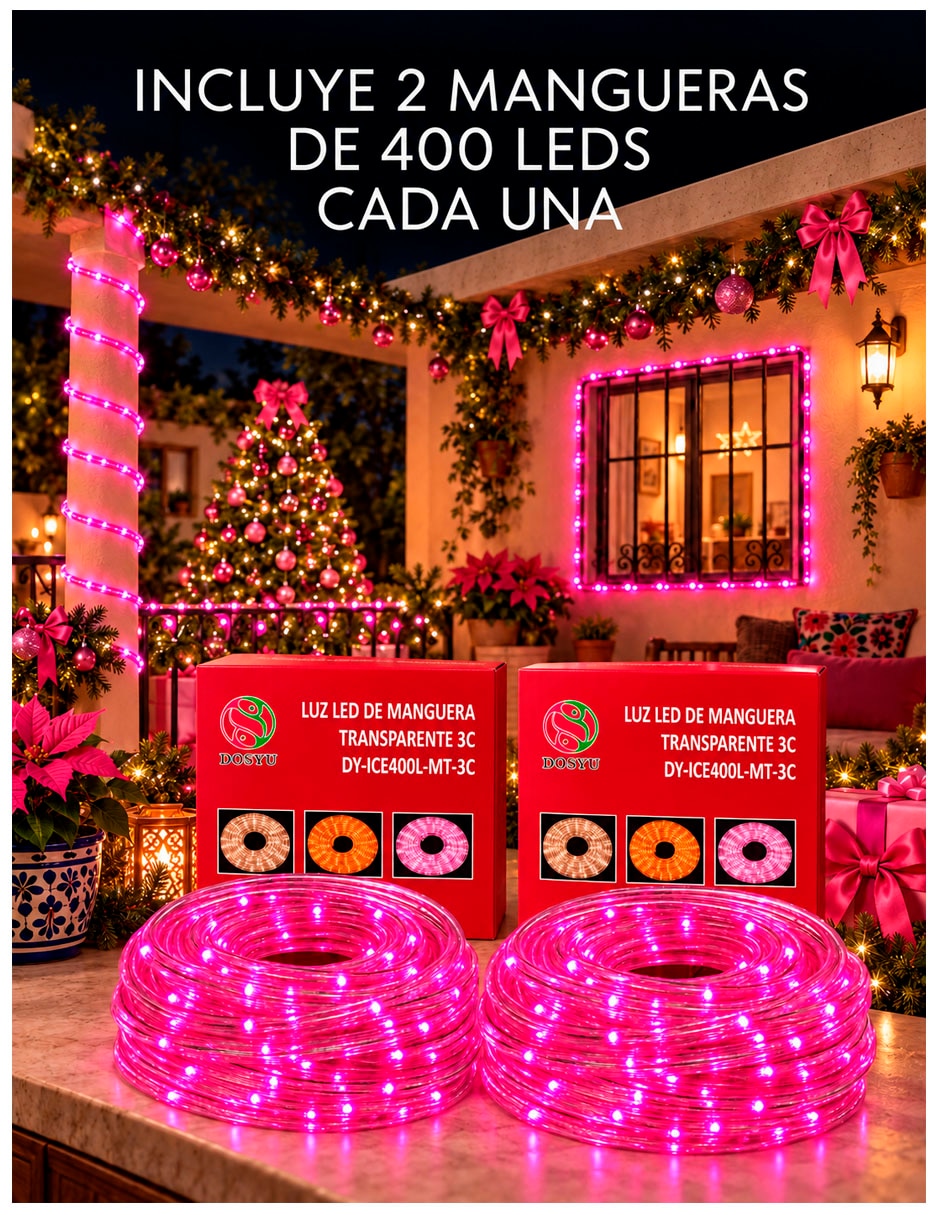Set de luces LED SIN COLECCION MT400-3C-ROS con 400 focos
