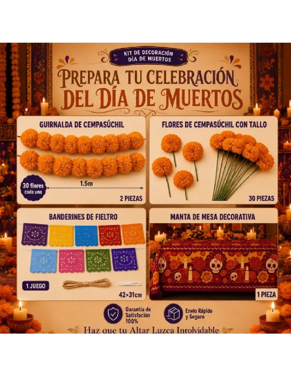 Set mantel Rectangular de Poliéster Día de Muertos 5