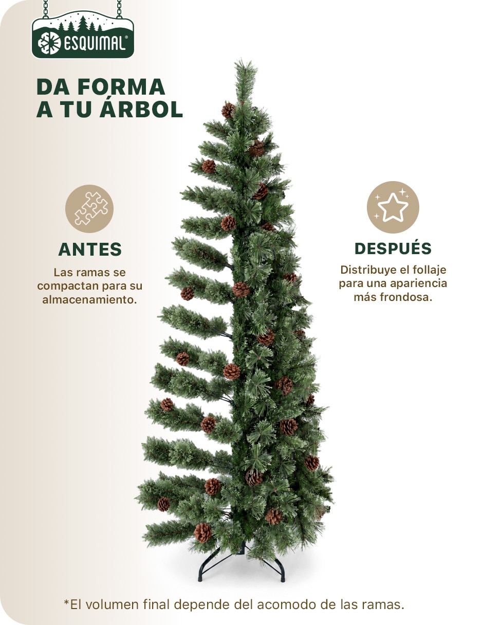 Árbol de navidad con piñas decorativas navideñas de pvc 2