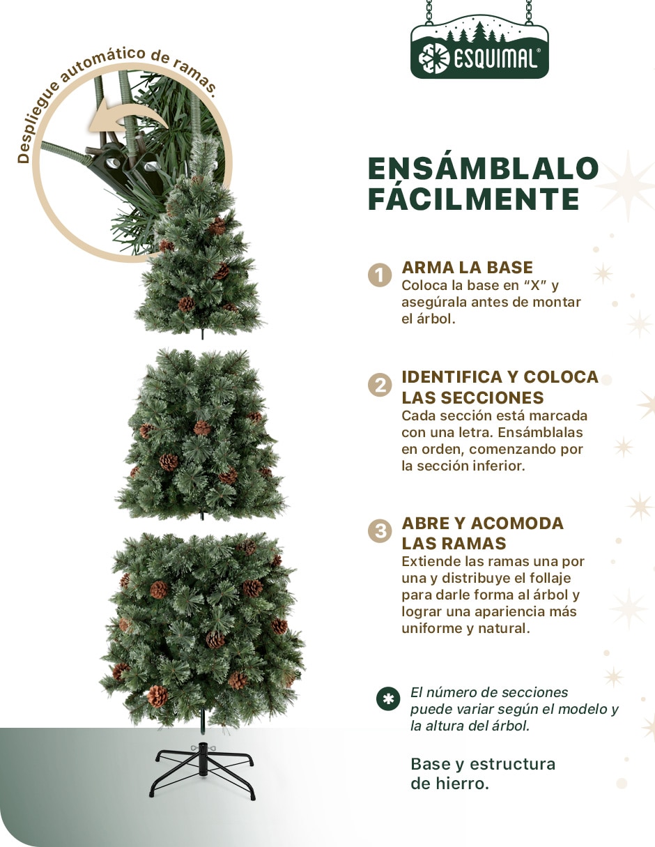 Árbol de navidad con piñas decorativas navideñas de pvc 3