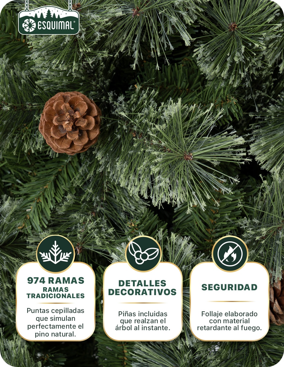 Árbol de navidad con piñas decorativas navideñas de pvc 6