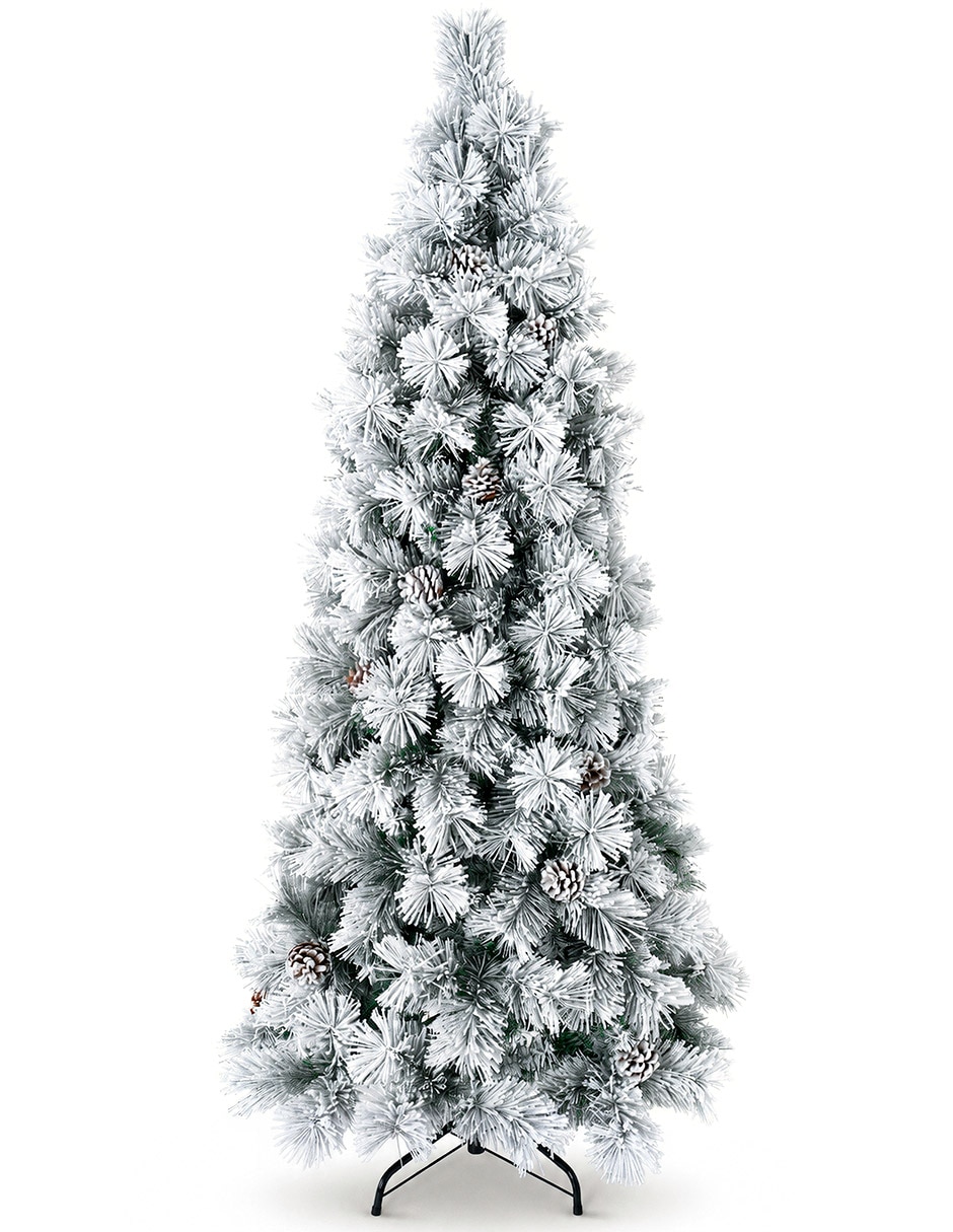 Árbol de navidad con follaje puntas Largas + piñas de pvc