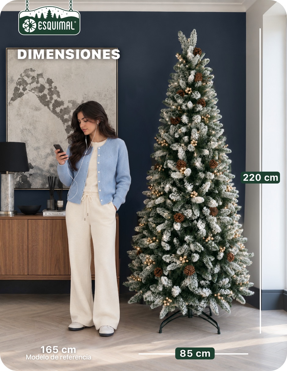 Árbol de navidad Berries doradas + piñas con ramas mixtas de pvc 7