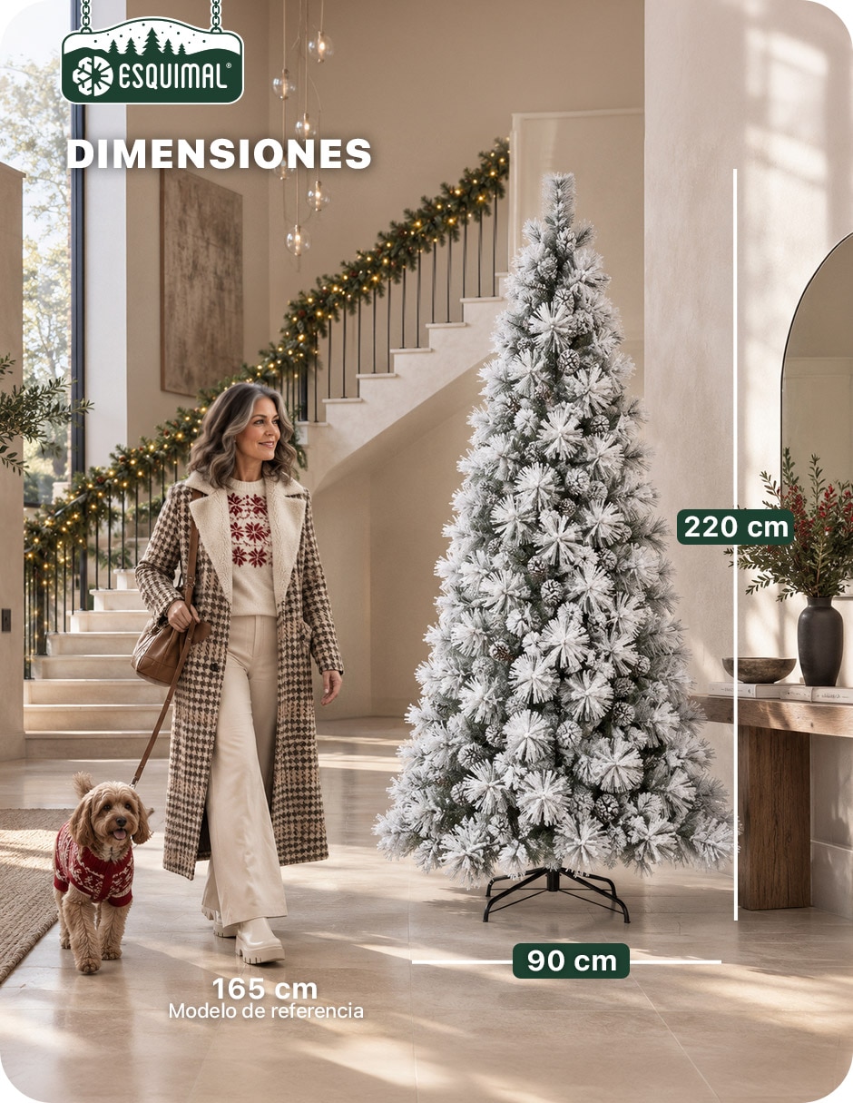 Árbol de navidad con follaje puntas Largas + piñas de pvc 7