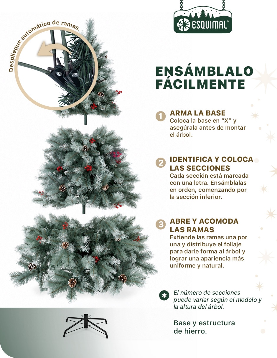 Árbol de navidad con ramas mixtas + Decoración Navideña de pvc 2