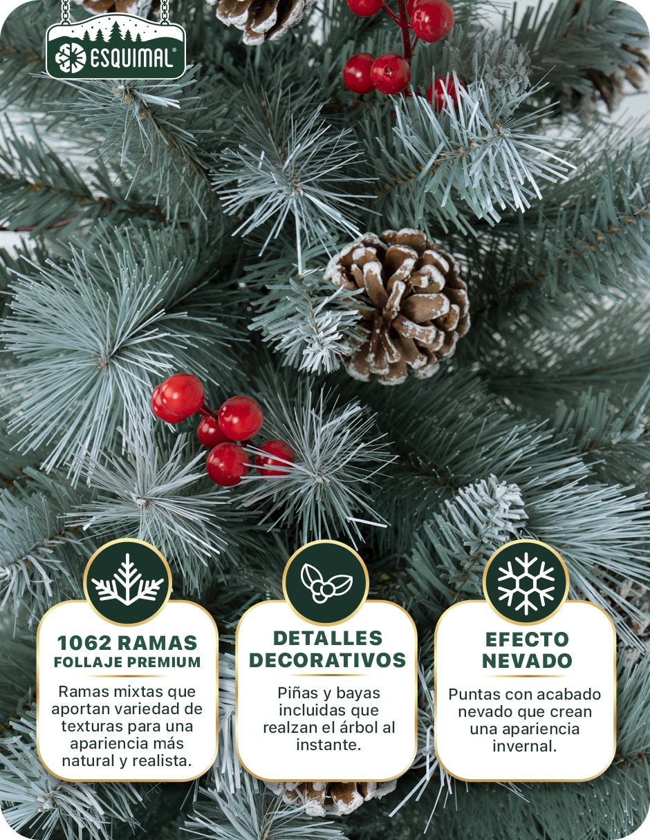 Árbol de navidad con ramas mixtas + Decoración Navideña de pvc 6