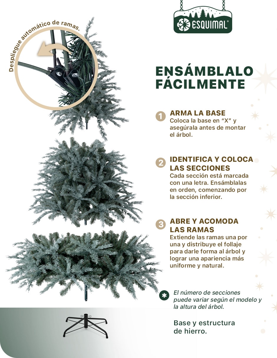 Árbol de navidad clásico con ramas mixtas de pvc 3