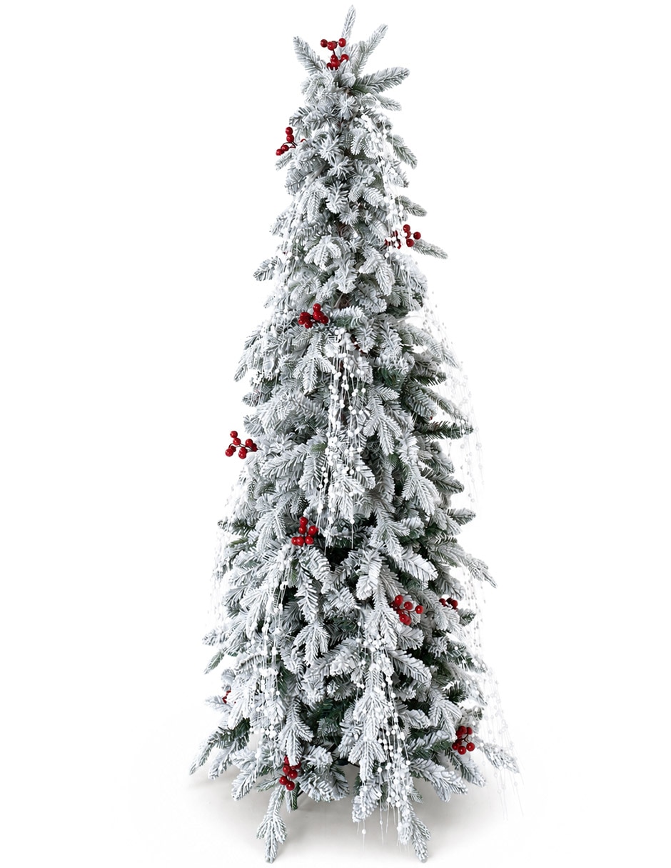 Árbol de navidad con ramas mixtas + ramas estilo cascada + rama Berrie roja de pvc