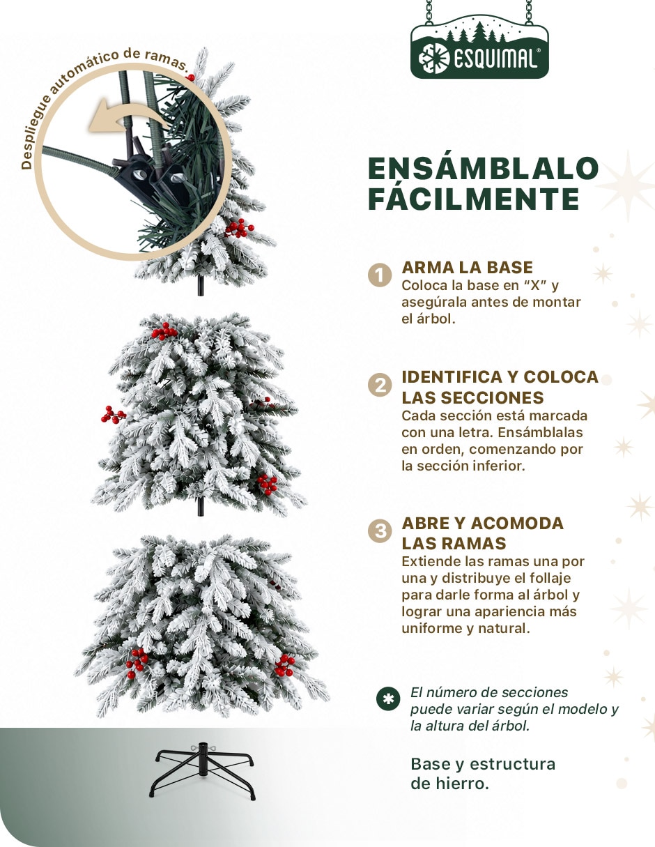 Árbol de navidad con ramas mixtas + ramas estilo cascada + rama Berrie roja de pvc 4