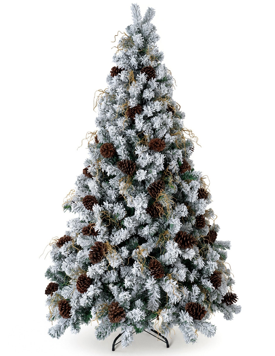 Árbol de navidad con fleco + Piñas y ramas decorativas de pvc