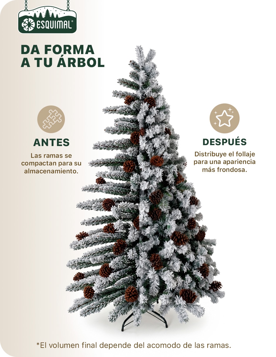 Árbol de navidad con fleco + Piñas y ramas decorativas de pvc 2