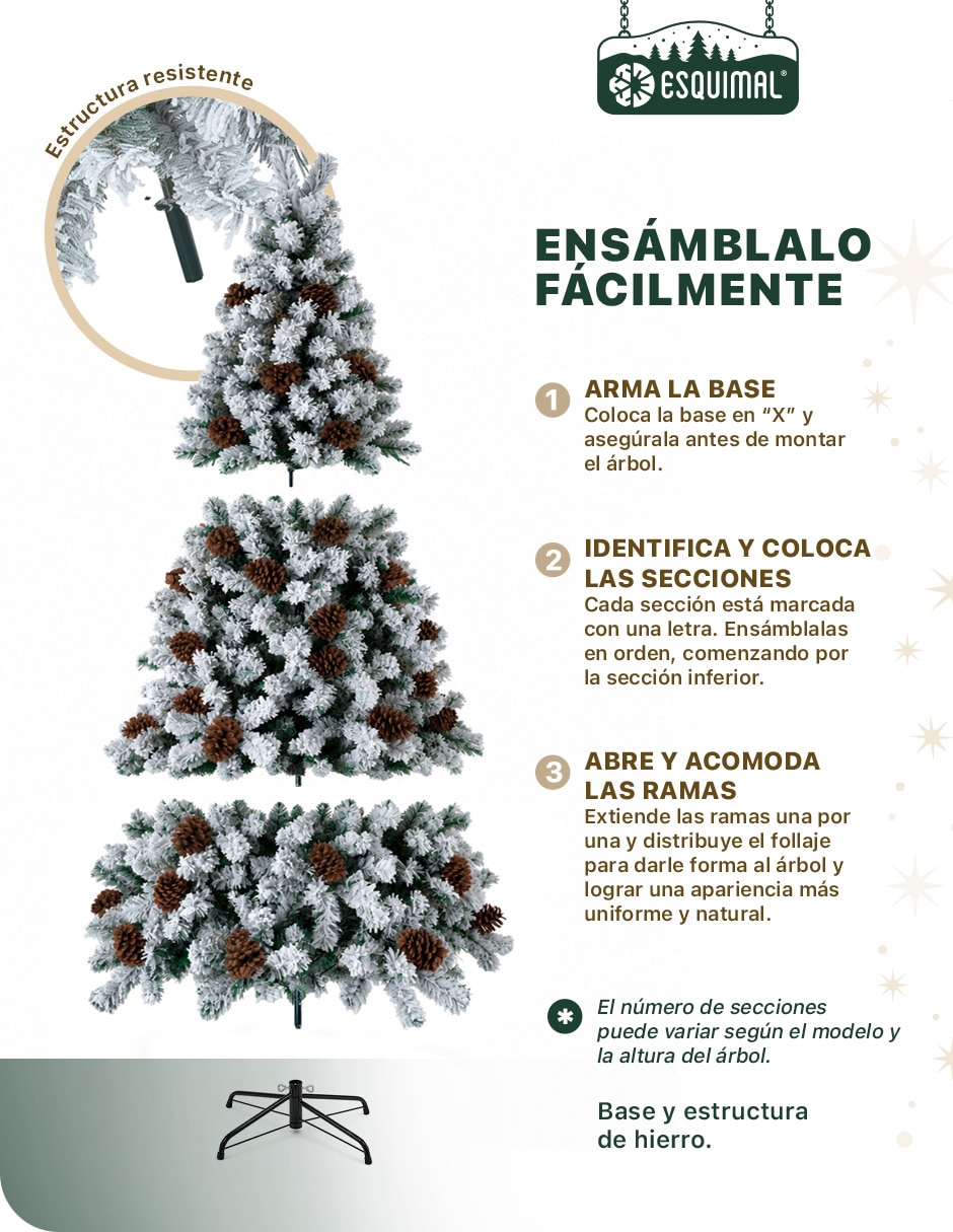 Árbol de navidad con fleco + Piñas y ramas decorativas de pvc 3