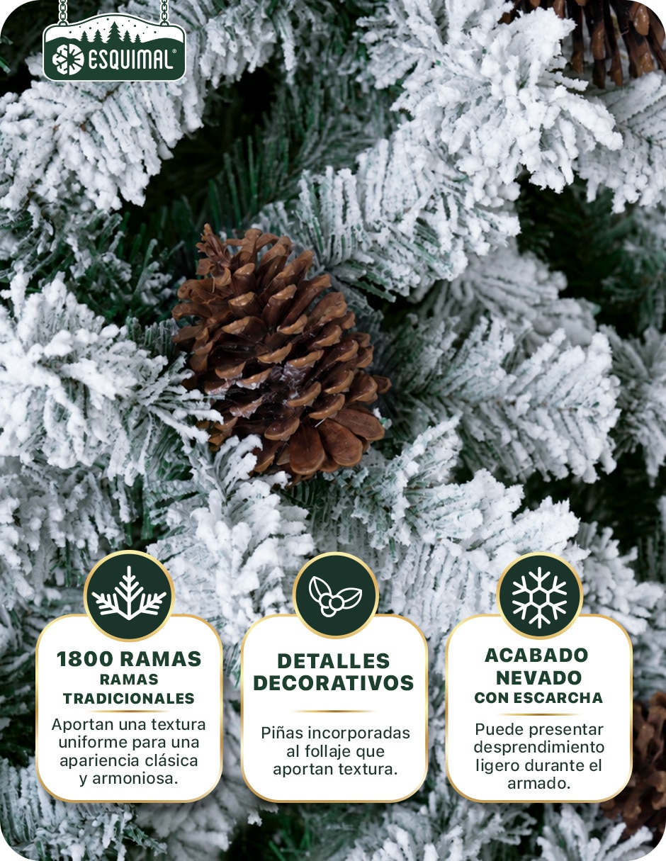 Árbol de navidad con fleco + Piñas y ramas decorativas de pvc 4