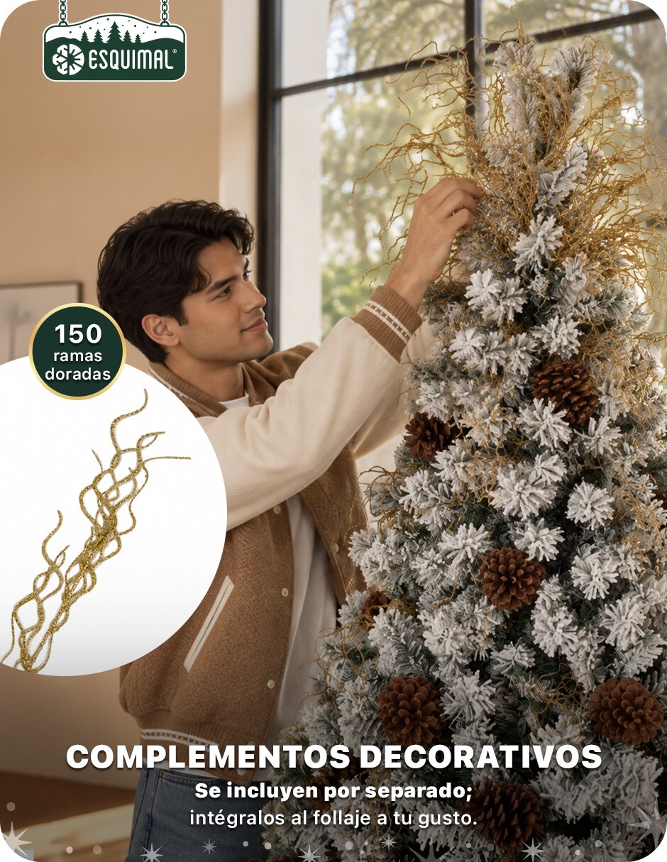 Árbol de navidad con fleco + Piñas y ramas decorativas de pvc 5