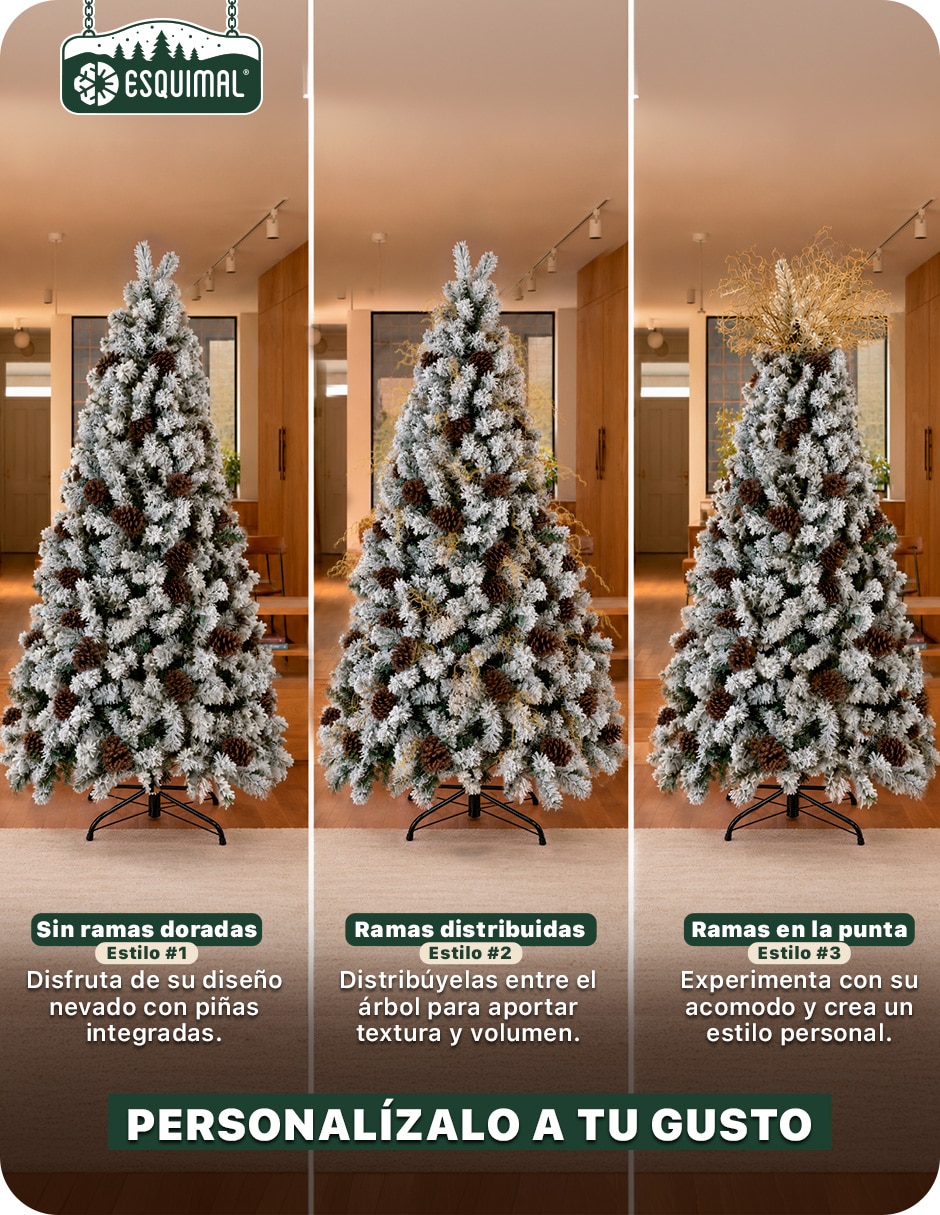 Árbol de navidad con fleco + Piñas y ramas decorativas de pvc 6
