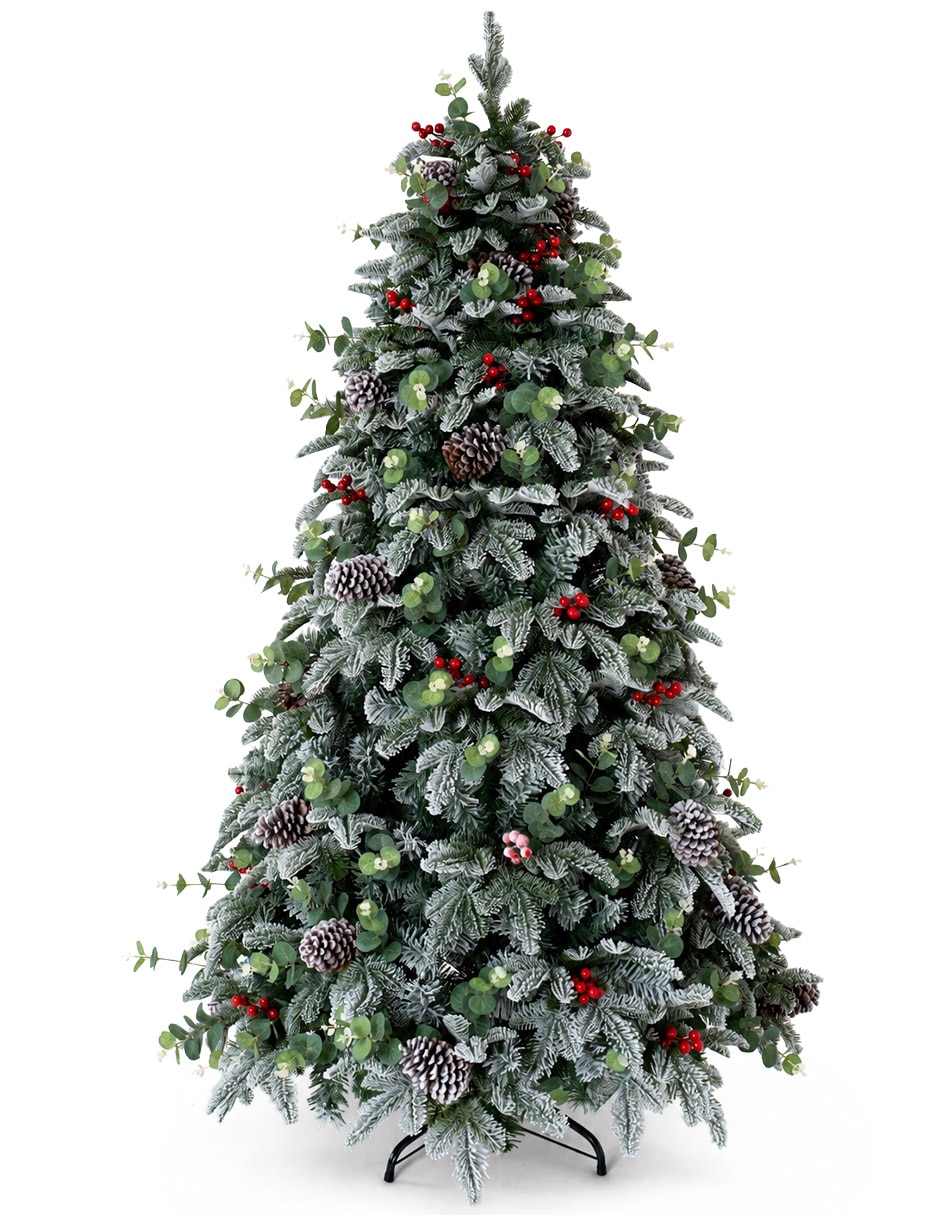 Árbol de navidad con fleco de ramas mixtas + accesorios decorativos de pvc
